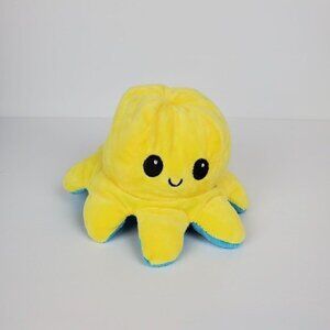 Reversible Double Sided Yellow Blue Angry Octopus Flip Plush Toy Doll